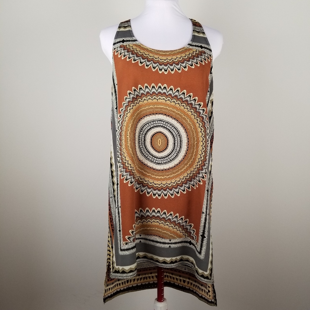 Glam Hankerchief Print Shift Dress-M